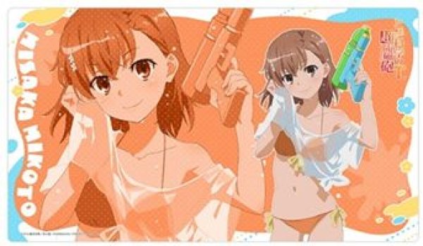 画像1: 【予約：12月9日(火)20時まで】カーテン魂／(株)キース　とある科学の超電磁砲T　描き下ろしラバーマット（御坂美琴／水遊び） (1)