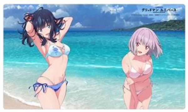 画像1: 【予約：2月24日(火)20時まで】カーテン魂／(株)キース　グリッドマン ユニバース　描き下ろしラバーマット（宝多六花＆新条アカネ／水着）【再販】 (1)