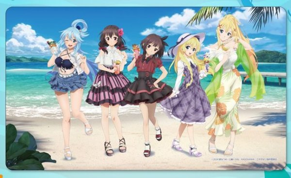 画像1: 【予約：4月1日(水)20時まで】ホビーストック　この素晴らしい世界に祝福を！　描き下ろしラバーマット バカンス ver (1)