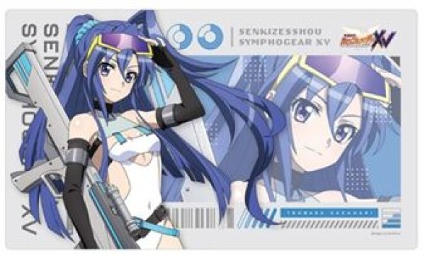 画像1: 【予約：6月21日(日)20時まで】カーテン魂／(株)キース　戦姫絶唱シンフォギアＸＶ　描き下ろしラバーマット（翼／サイバーミリタリー） (1)