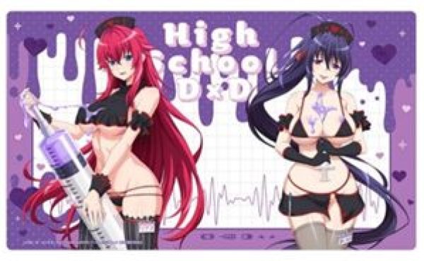 画像1: 【予約：8月5日(水)20時まで】カーテン魂／(株)キース　ハイスクールD×D HERO　描き下ろしラバーマット（リアス・グレモリー＆姫島朱乃／黒ナース）【再販】 (1)