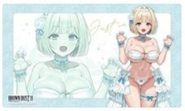 画像1: 【予約：8月10日(月)20時まで】カーテン魂／(株)キース　ブラウンダスト2　描き下ろしラバーマット（ユースティア／ウエディング水着） (1)