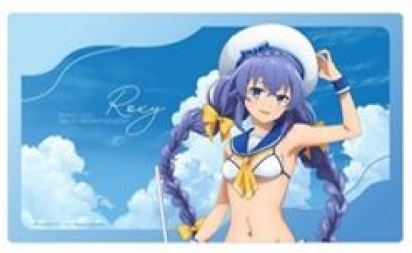 画像1: 【予約：9月22日(火)20時まで】カーテン魂／(株)キース　無職転生II 〜異世界行ったら本気だす〜　描き下ろしラバーマット（ロキシー／マリンセーラー水着）【再販】 (1)