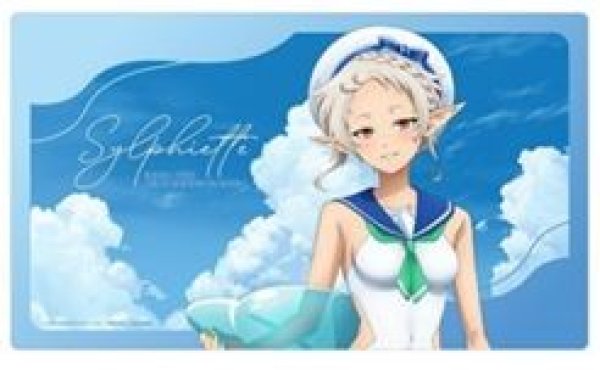 画像1: 【予約：9月22日(火)20時まで】カーテン魂／(株)キース　無職転生II 〜異世界行ったら本気だす〜　描き下ろしラバーマット（シルフィエット／マリンセーラー水着）【再販】 (1)