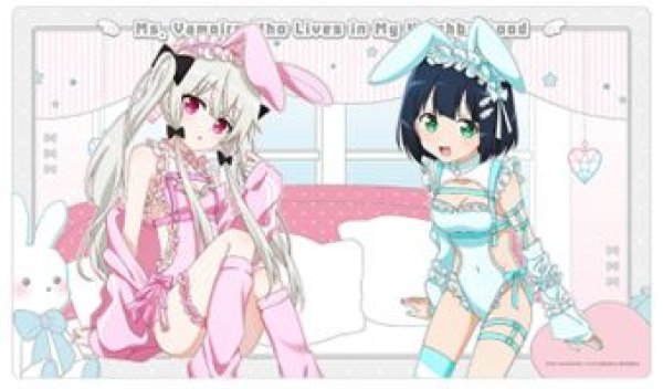 画像1: 【予約：10月13日(火)20時まで】カーテン魂／(株)キース　となりの吸血鬼さん　描き下ろしラバーマット（ソフィー＆灯／ゆめいろバニー） (1)