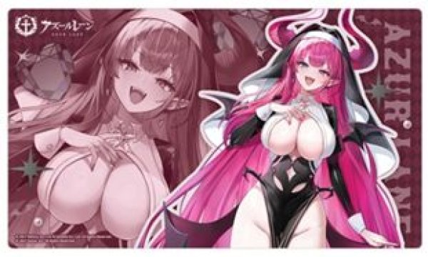 画像1: 【予約：10月24日(土)20時まで】カーテン魂／(株)キース　アズールレーン　描き下ろしラバーマット（メークレンブルク／サキュバスシスター） (1)