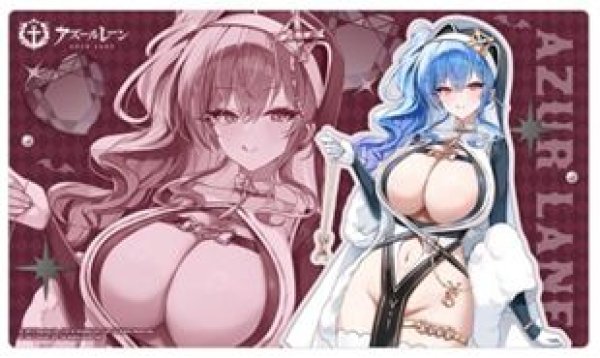画像1: 【予約：10月24日(土)20時まで】カーテン魂／(株)キース　アズールレーン　描き下ろしラバーマット（セントルイス／サキュバスシスター） (1)