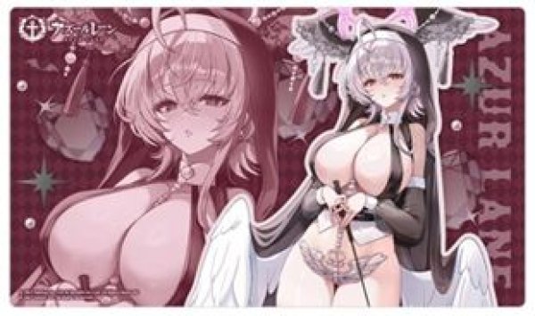 画像1: 【予約：10月24日(土)20時まで】カーテン魂／(株)キース　アズールレーン　描き下ろしラバーマット（パール／サキュバスシスター） (1)