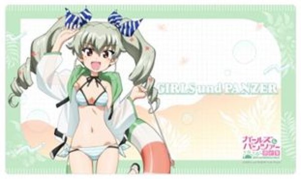 画像1: 【予約：11月24日(火)20時まで】カーテン魂／(株)キース　ガールズ＆パンツァー 最終章　描き下ろしラバーマット（アンチョビ／リゾート水着）【再販】 (1)